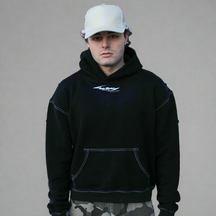 "CONTRAST" HOODIE - BLACK